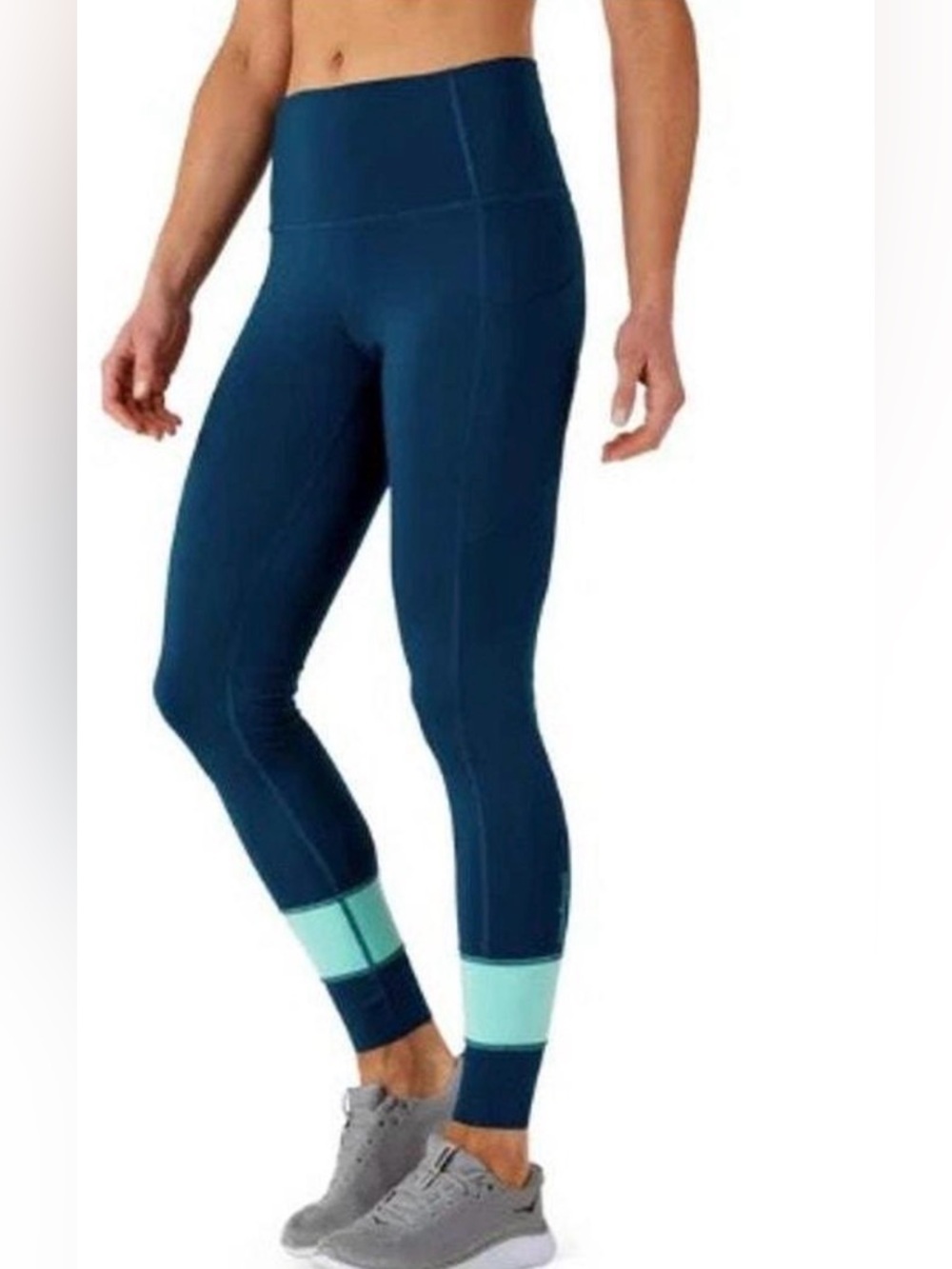 cotopaxi Navy Blue Leggings with Mint Ankle Panels